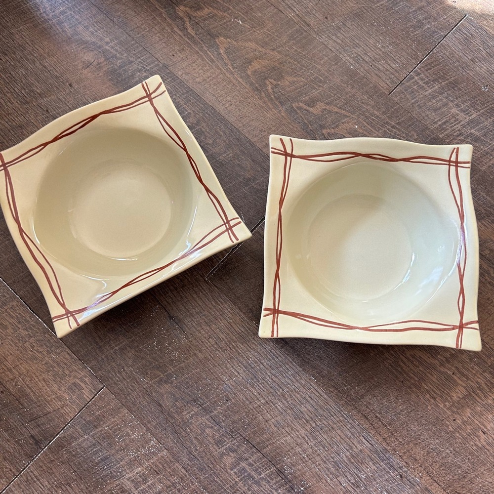 Lot of 2 -Rim Soup‎ Bowls Mystic Cove Yellow by STUDIO NOVA -HA102 -8 Inch Width